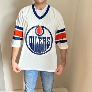 Vintage 80s Edmonton Oilers Air-Knit Jersey • Made in Canada